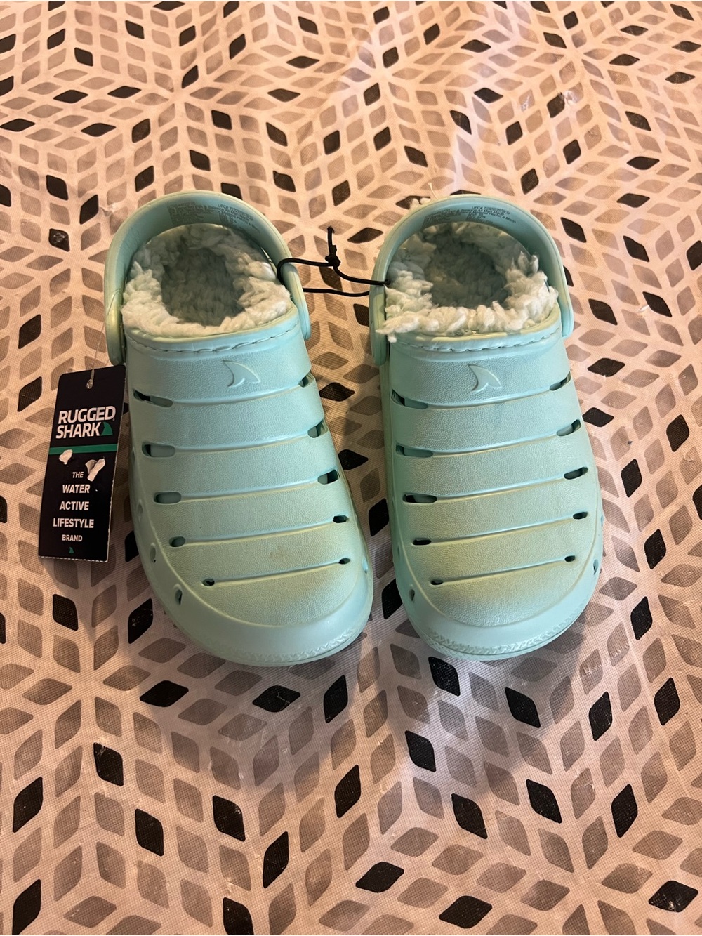 Rugged Shark Kids Aqua Fleece-Lined Clog
